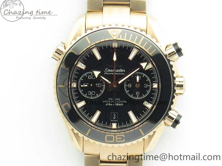 0517 Seamaster Pro Chrono RG Best Edition Black Ceramic Black Dial On RG Bracelet A ComfortFit 8130